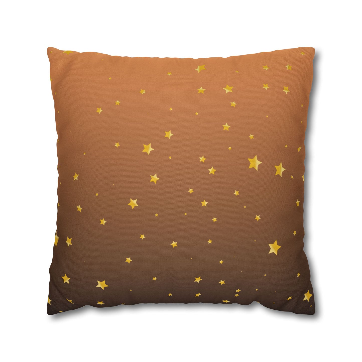 Golden Starry Night Pillow Cover — Brown Gradient Square Throw Pillowcase