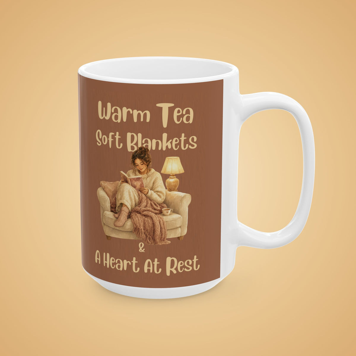 Cozy Ceramic Mug — 'Warm Tea, Soft Blankets, A Heavy Heart' Comfort Tea Or Coffee Cup (11oz/15oz)