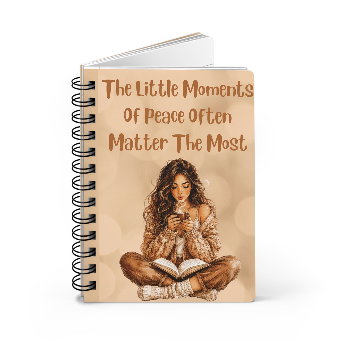 Peaceful Moments Spiral Journal – Cozy Self-Care Notebook with Inspirational Quote