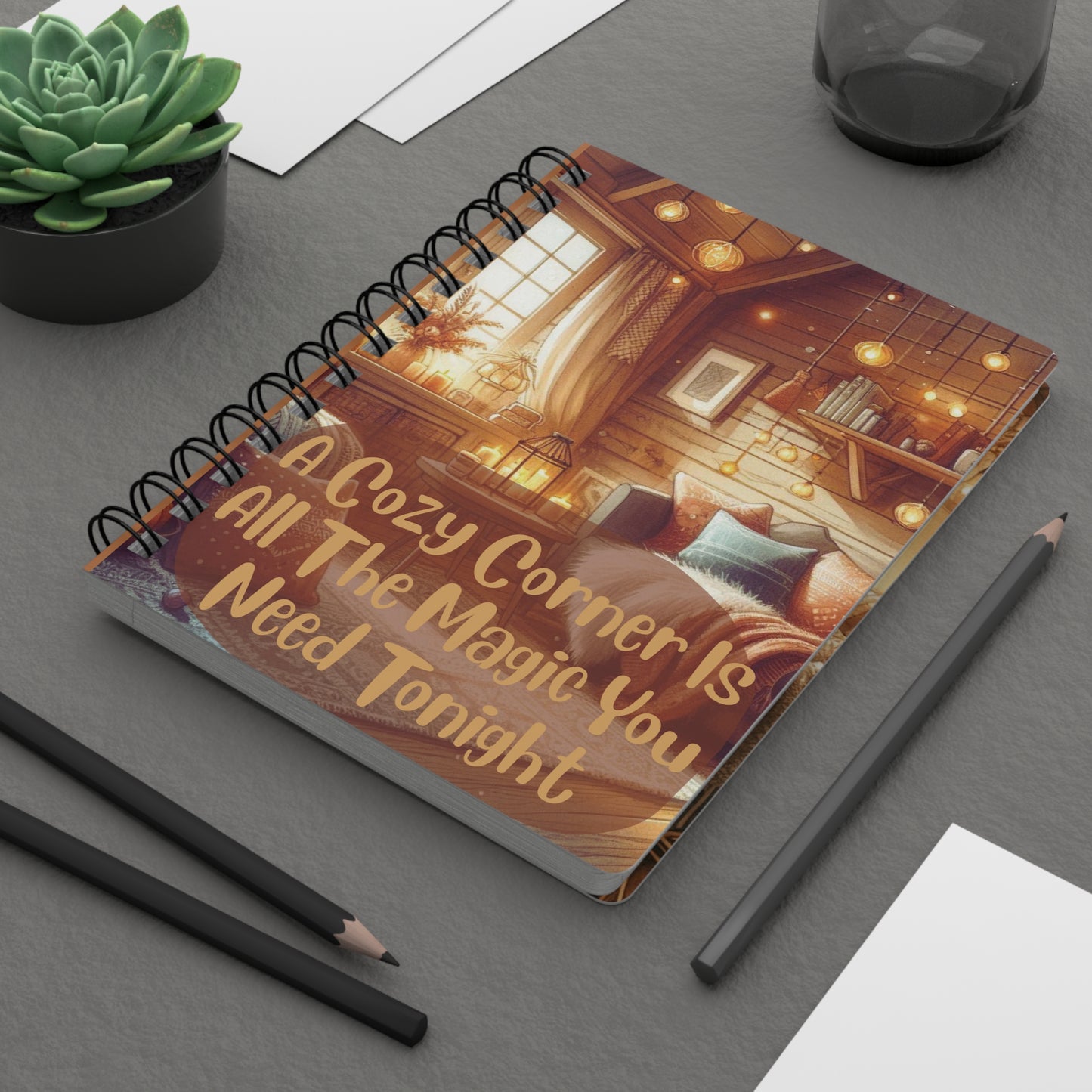 Cozy Corner Spiral Journal — "A Cozy Corner Is All The Magic You Need Tonight"