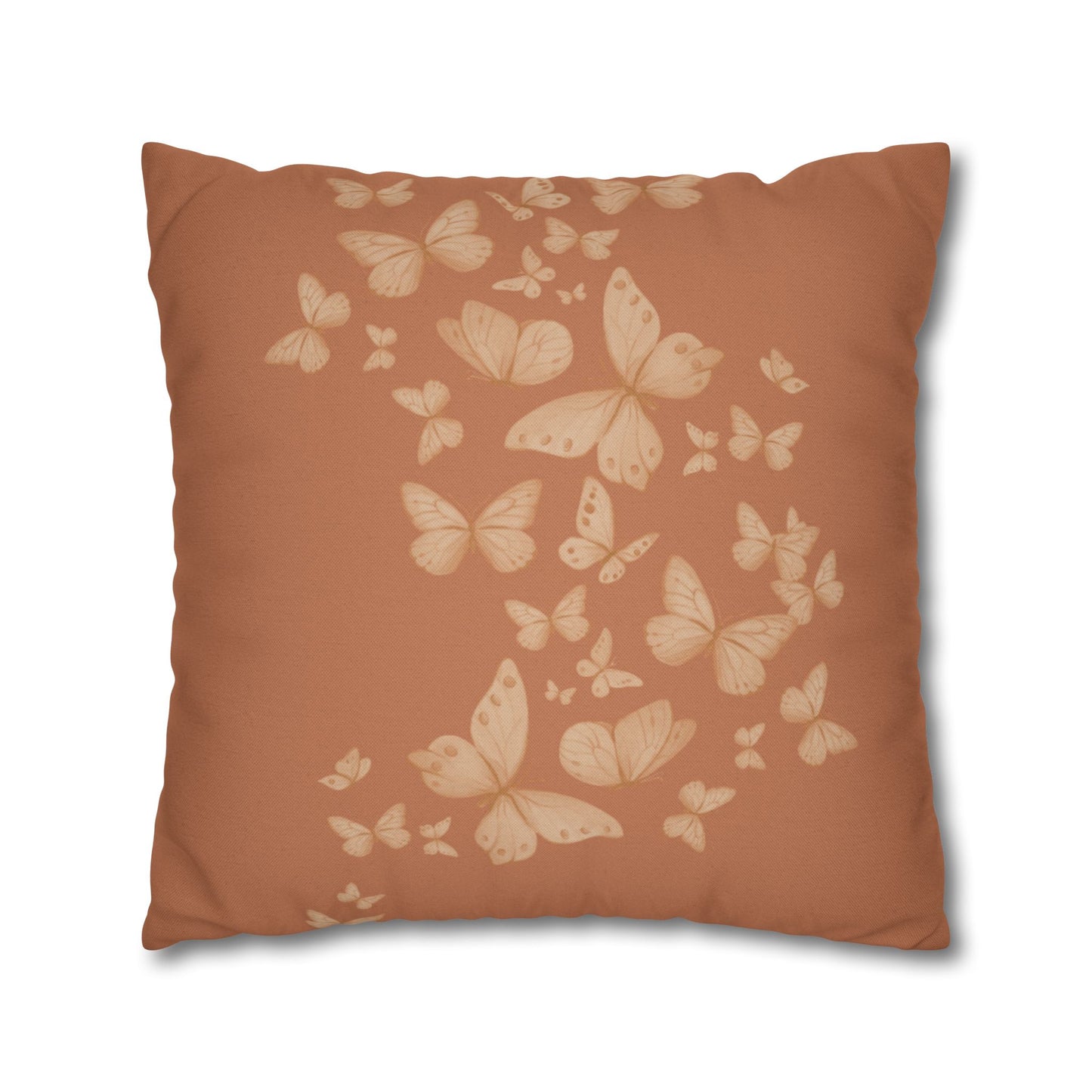 Butterfly Scatter Decorative Pillowcase — Rust Orange Square Throw Pillow Cover