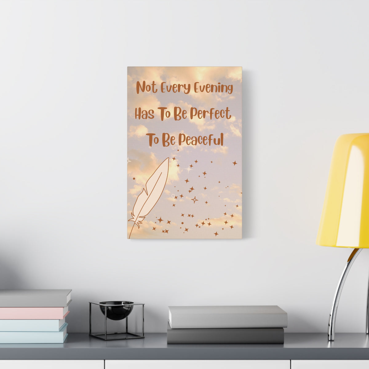 Peaceful Evening Canvas Wall Art – "Not Every Evening Has To Be Perfect To Be Peaceful" Bedroom Quote Print