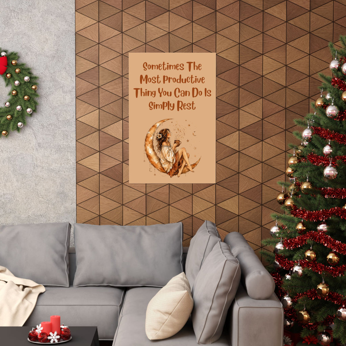 Matte Poster - "Sometimes The Most Productive Thing You Can Do Is Simply Rest" Boho Moon Wall Art