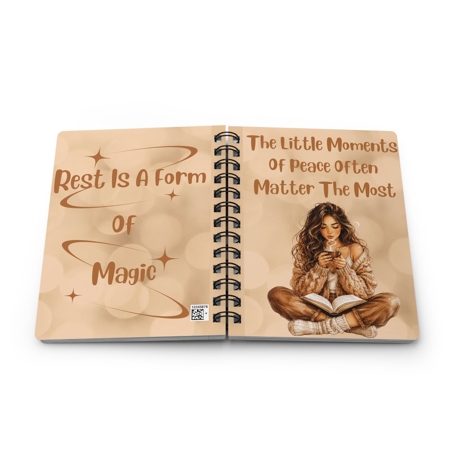 Peaceful Moments Spiral Journal – Cozy Self-Care Notebook with Inspirational Quote