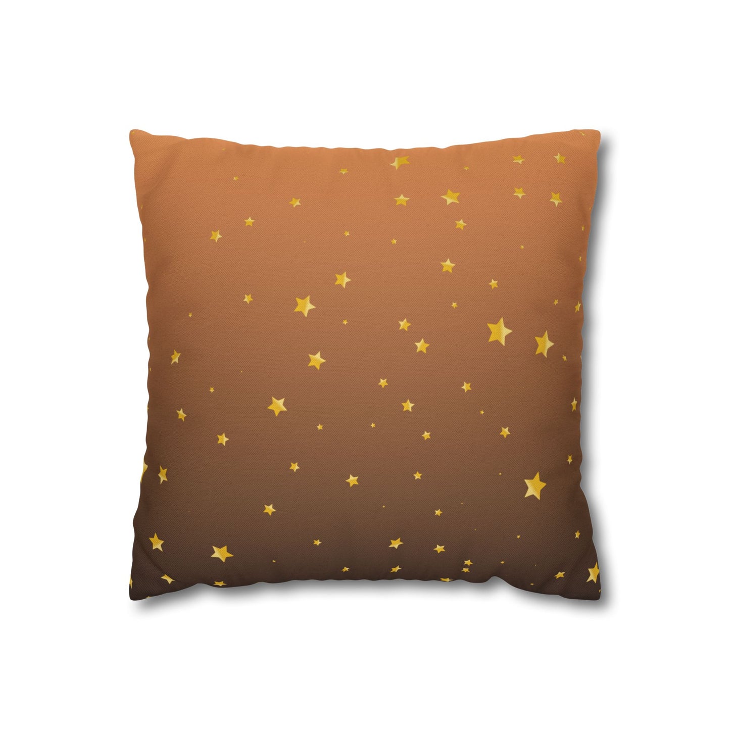 Golden Starry Night Pillow Cover — Brown Gradient Square Throw Pillowcase