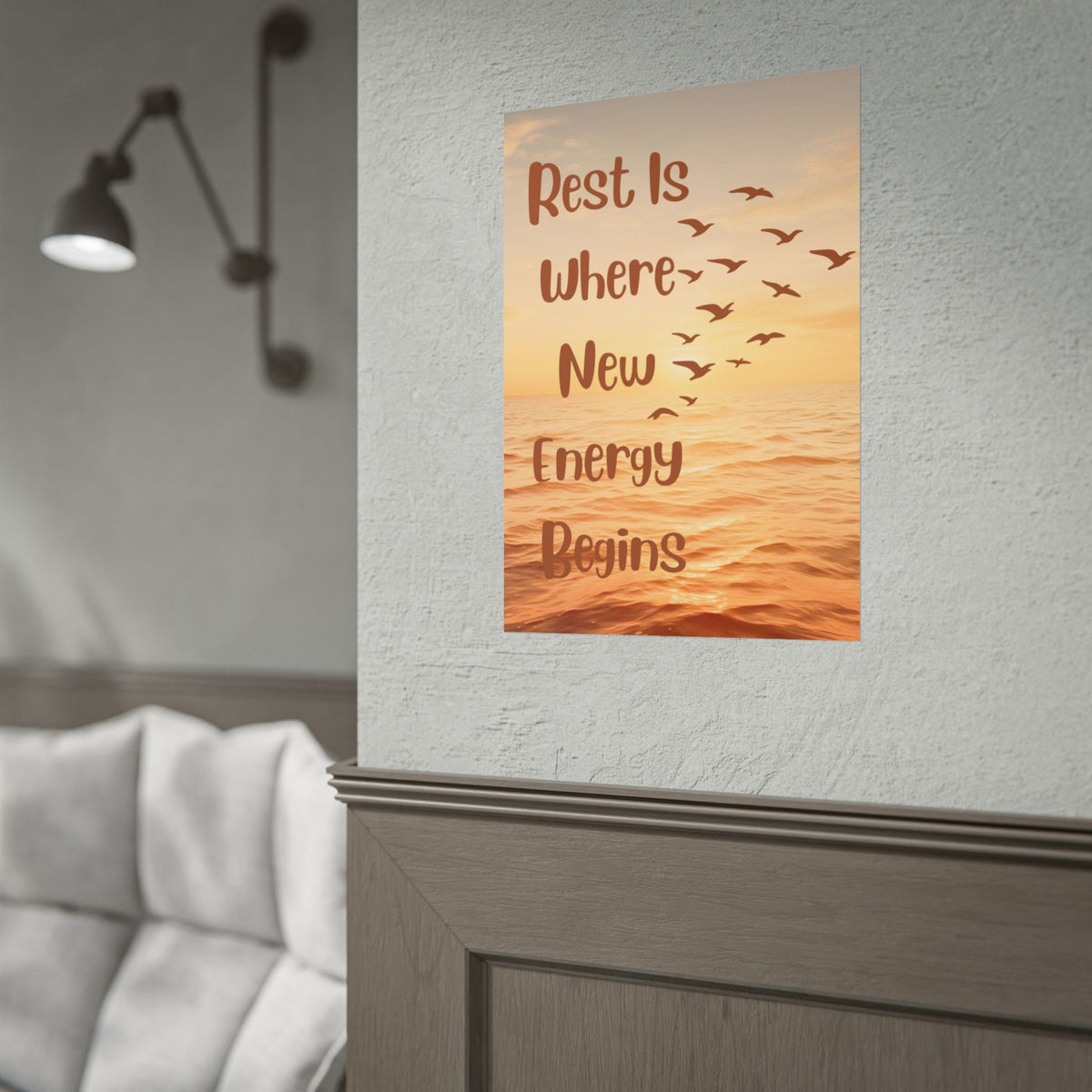 Rest Is Where New Energy Begins — Inspirational Ocean Poster