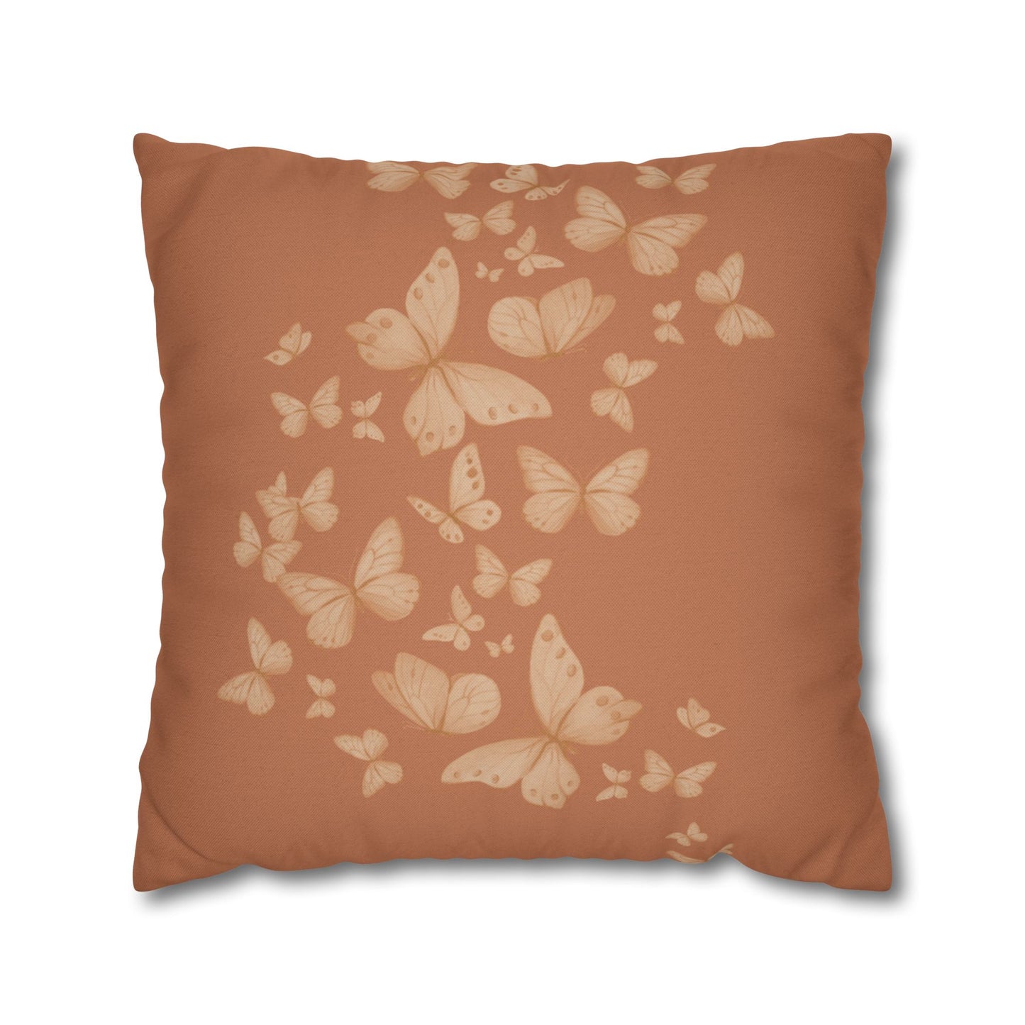 Butterfly Scatter Decorative Pillowcase — Rust Orange Square Throw Pillow Cover