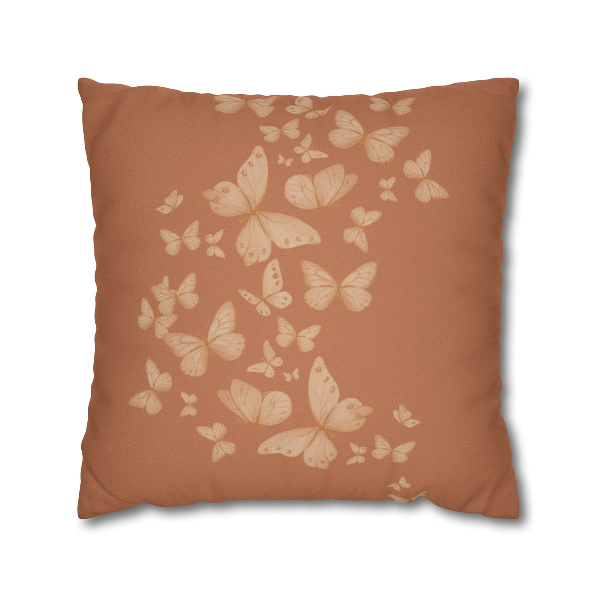 Butterfly Scatter Decorative Pillowcase — Rust Orange Square Throw Pillow Cover