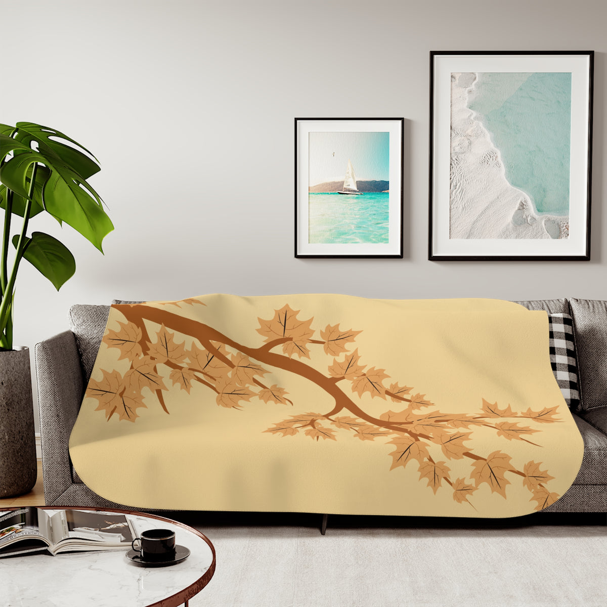 Autumn Maple Sherpa Blanket — Cozy Fall Leaf Throw
