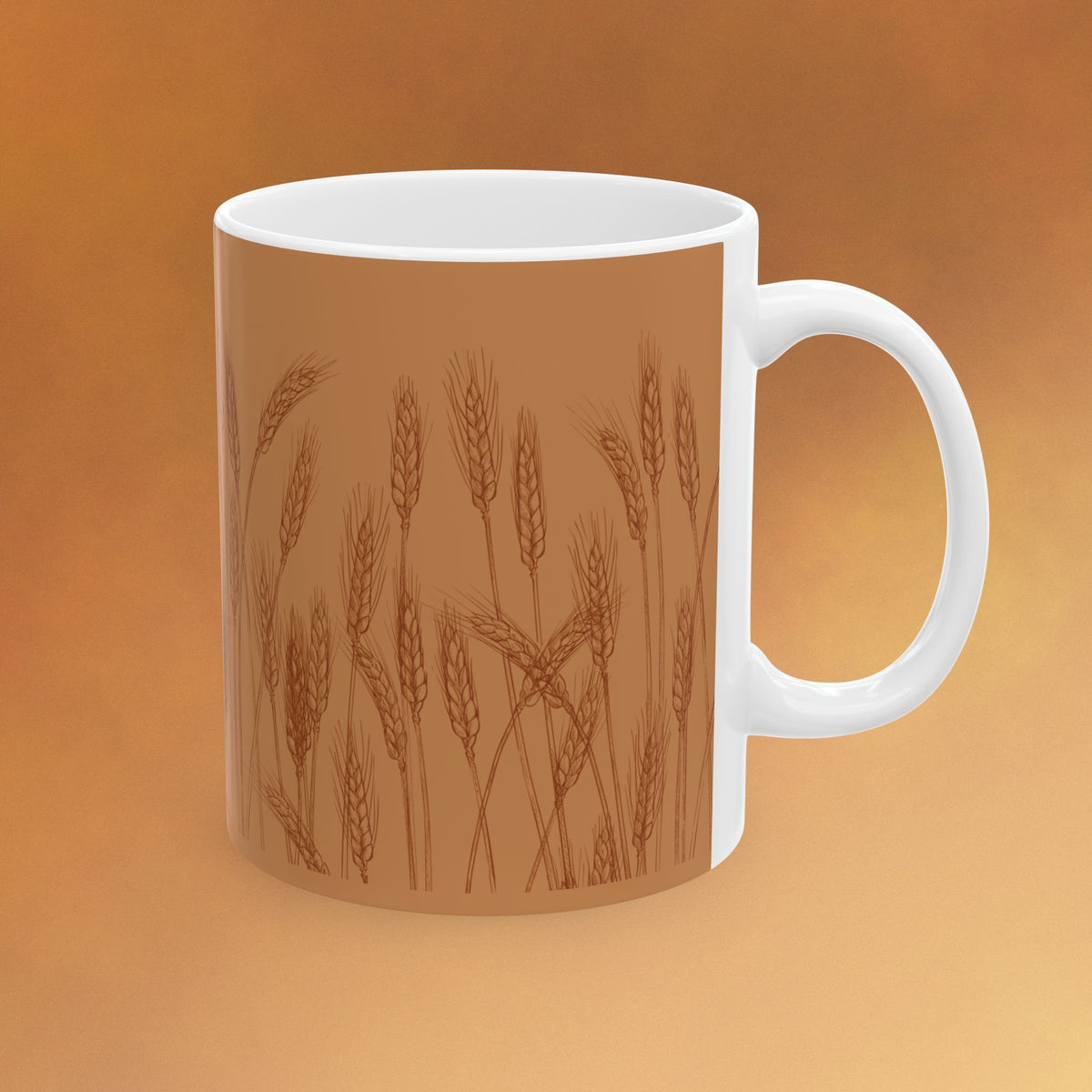 Harvest Wheat Ceramic Mug — Rustic Autumn Tea or Coffee Cup (11oz, 15oz)
