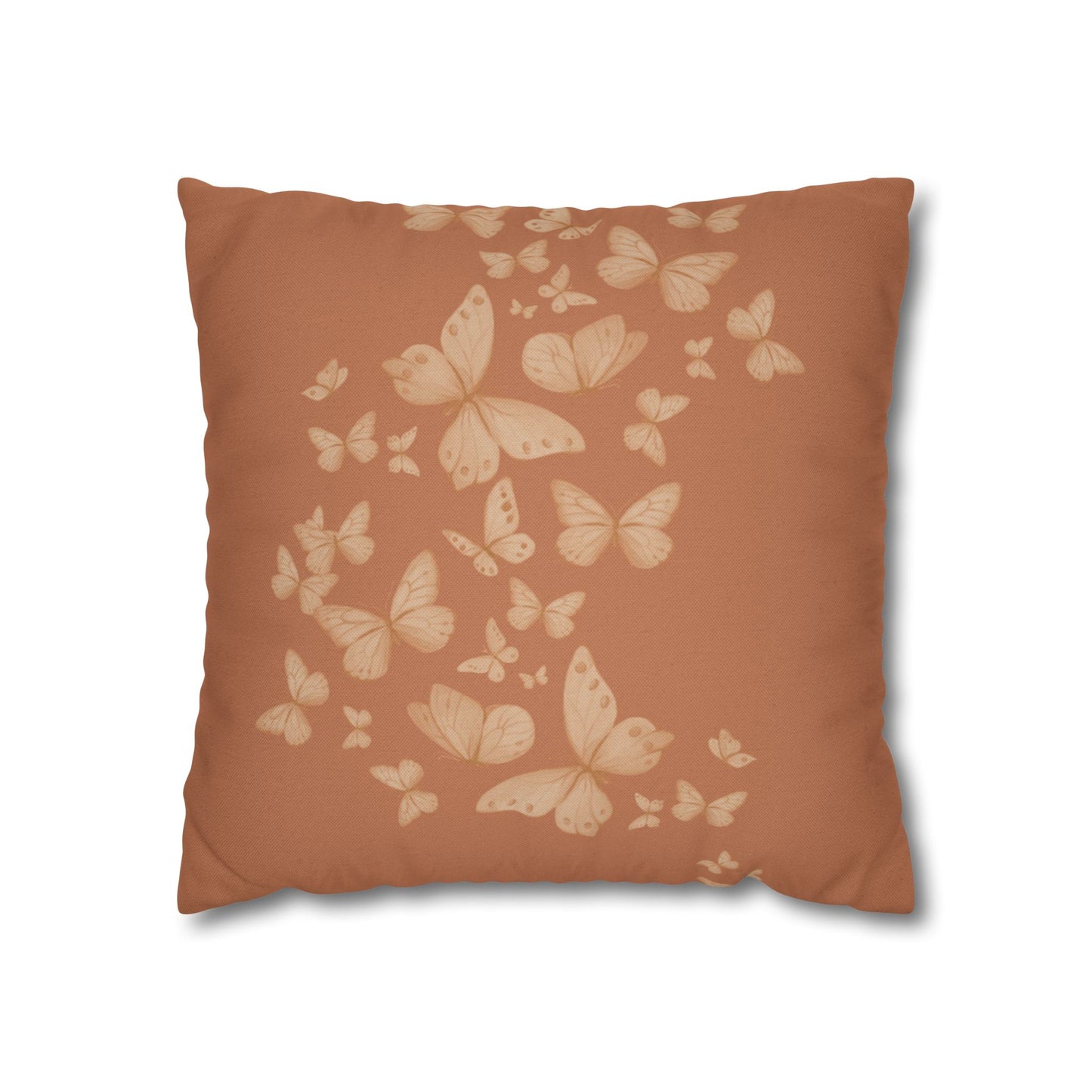 Butterfly Scatter Decorative Pillowcase — Rust Orange Square Throw Pillow Cover