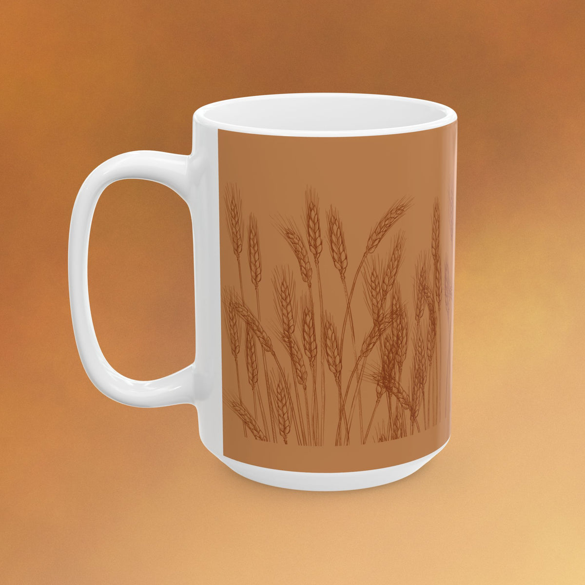 Harvest Wheat Ceramic Mug — Rustic Autumn Tea or Coffee Cup (11oz, 15oz)