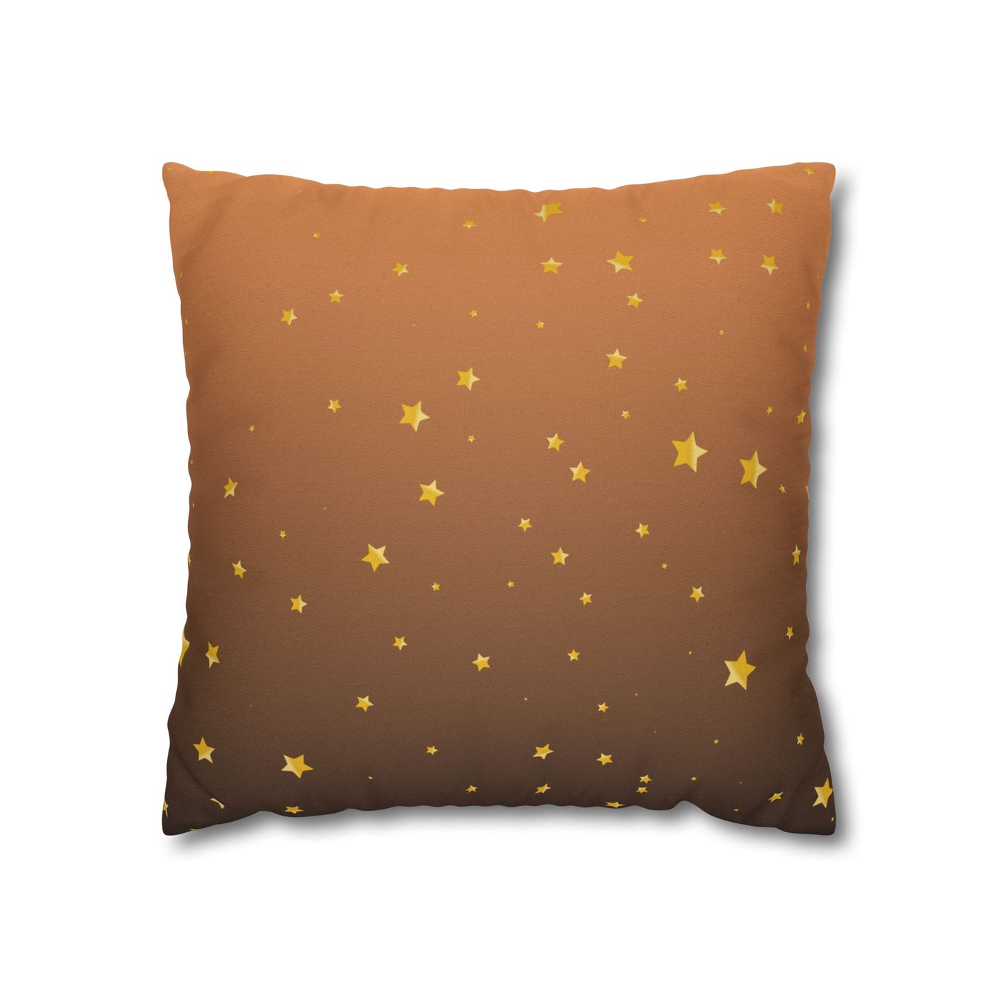 Golden Starry Night Pillow Cover — Brown Gradient Square Throw Pillowcase