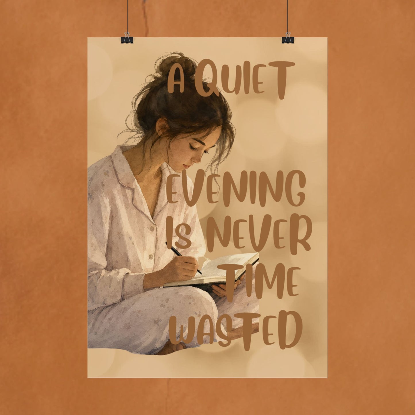 Rolled Poster – “A Quiet Evening Is Never Time Wasted” Cozy Reading Wall Art