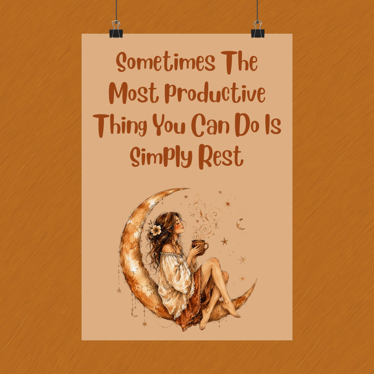 Matte Poster - "Sometimes The Most Productive Thing You Can Do Is Simply Rest" Boho Moon Wall Art