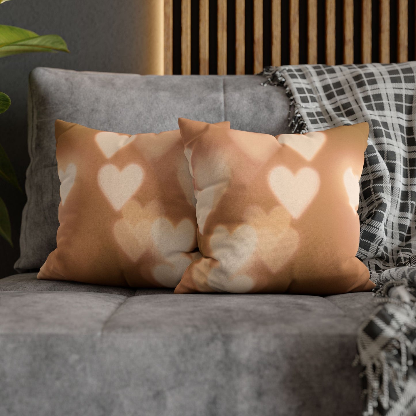 Romantic Heart Bokeh Decorative Pillowcase – Warm Glow Square Pillow Cover Cozy Home Decor