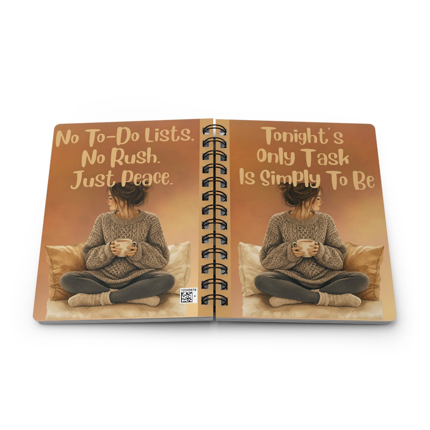 Cozy Evening Spiral Journal — "Tonight's Only Task Is Simply To Be" Notebook