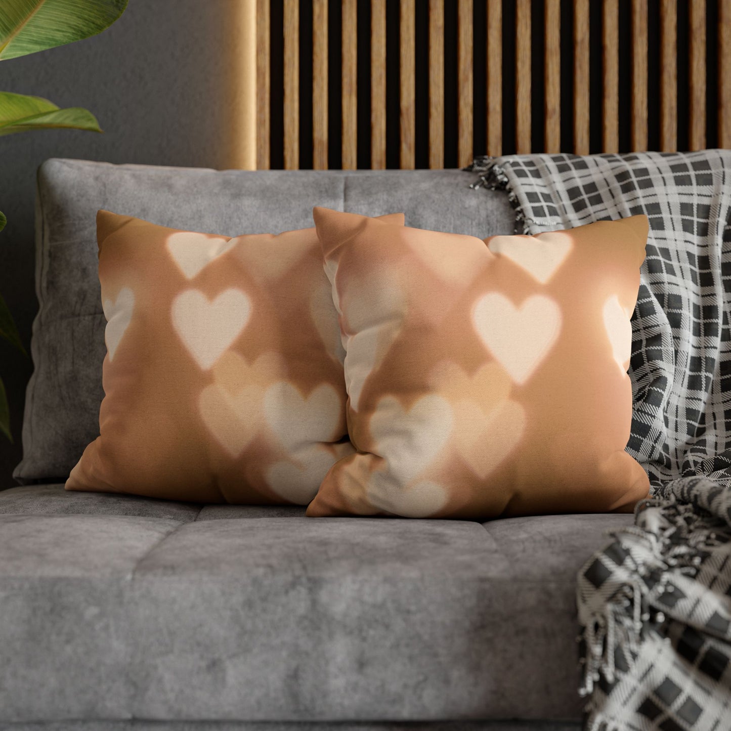 Romantic Heart Bokeh Decorative Pillowcase – Warm Glow Square Pillow Cover Cozy Home Decor