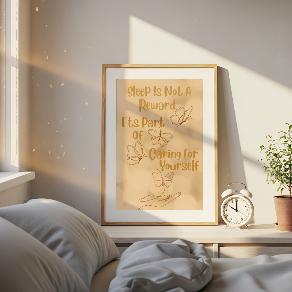 Sleep Self-Care Rolled Poster – "Sleep Is Not A Reward" Motivational Bedroom Wall Art Print
