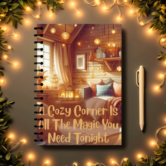 Cozy Corner Spiral Journal – "A Cozy Corner Is All The Magic You Need Tonight" Inspirational Notebook Gift