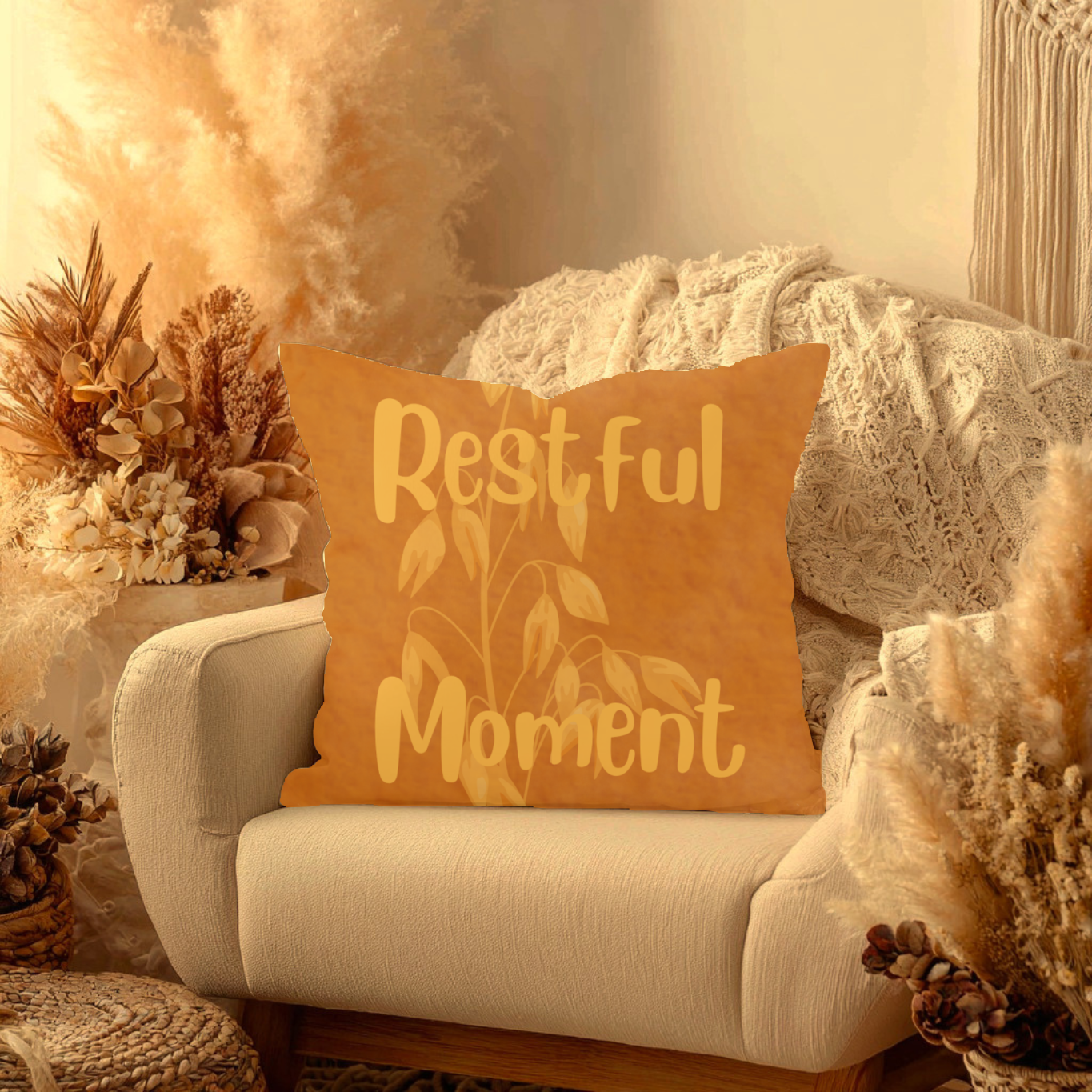 Restful Moment Square Pillowcase – Cozy Botanical Accent for Bedroom & Living Room
