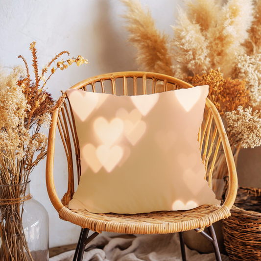 Romantic Heart Bokeh Decorative Pillowcase – Warm Glow Square Pillow Cover Cozy Home Decor