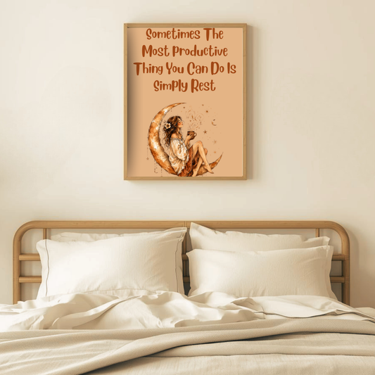 Rolled Poster – "Sometimes The Most Productive Thing You Can Do Is Simply Rest" Inspirational Moon Art Print
