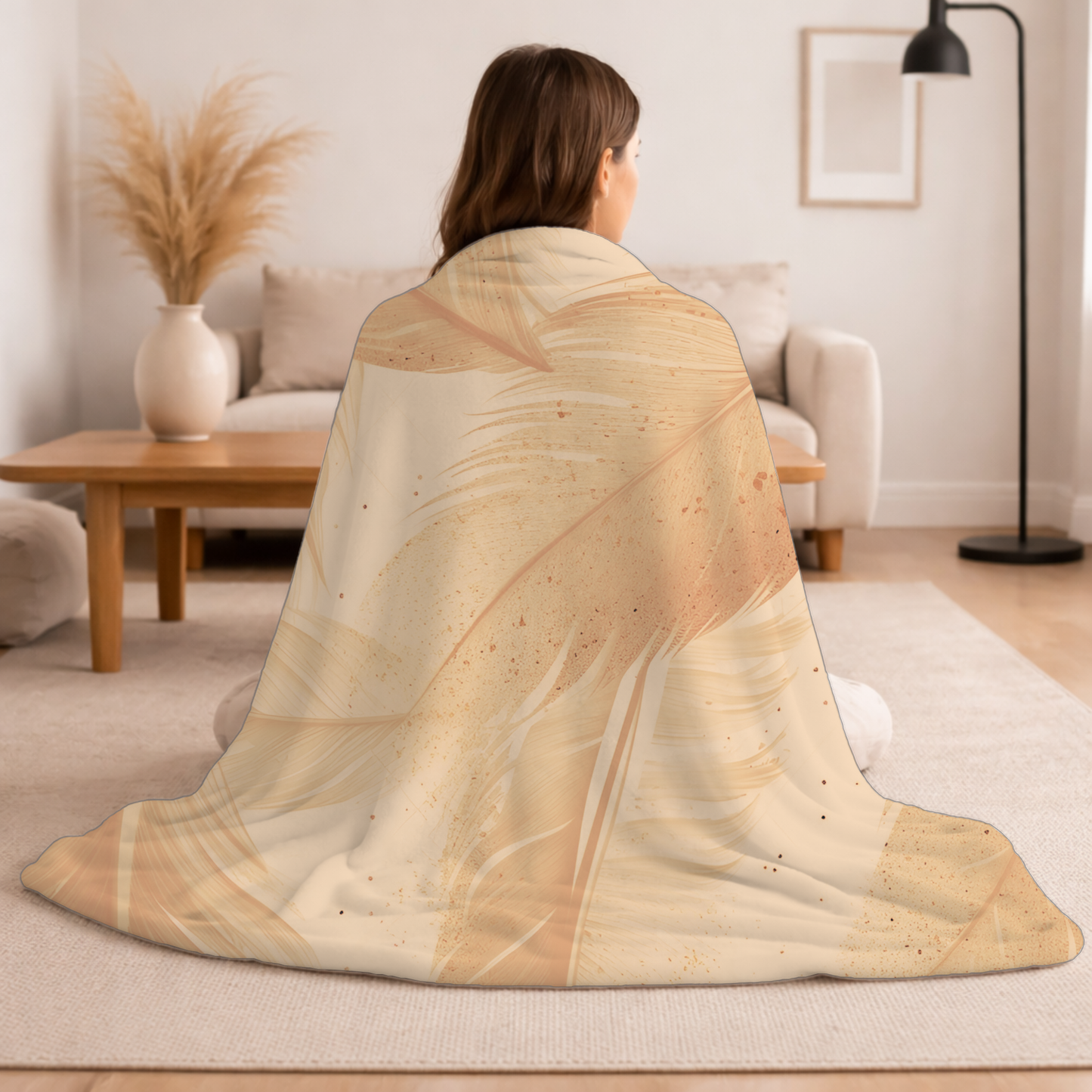 Feather Dream Sherpa Blanket – Soft Beige Cozy Throw for Home & Gifting