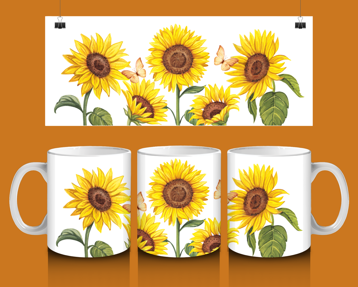 Sunflower Ceramic Mug — Bright Yellow Floral Tea or Coffee Cup (11oz & 15oz)