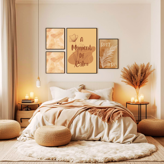 Minimal Floral Rolled Poster – "A Moment of Calm" Peaceful Bedroom Wall Art Print