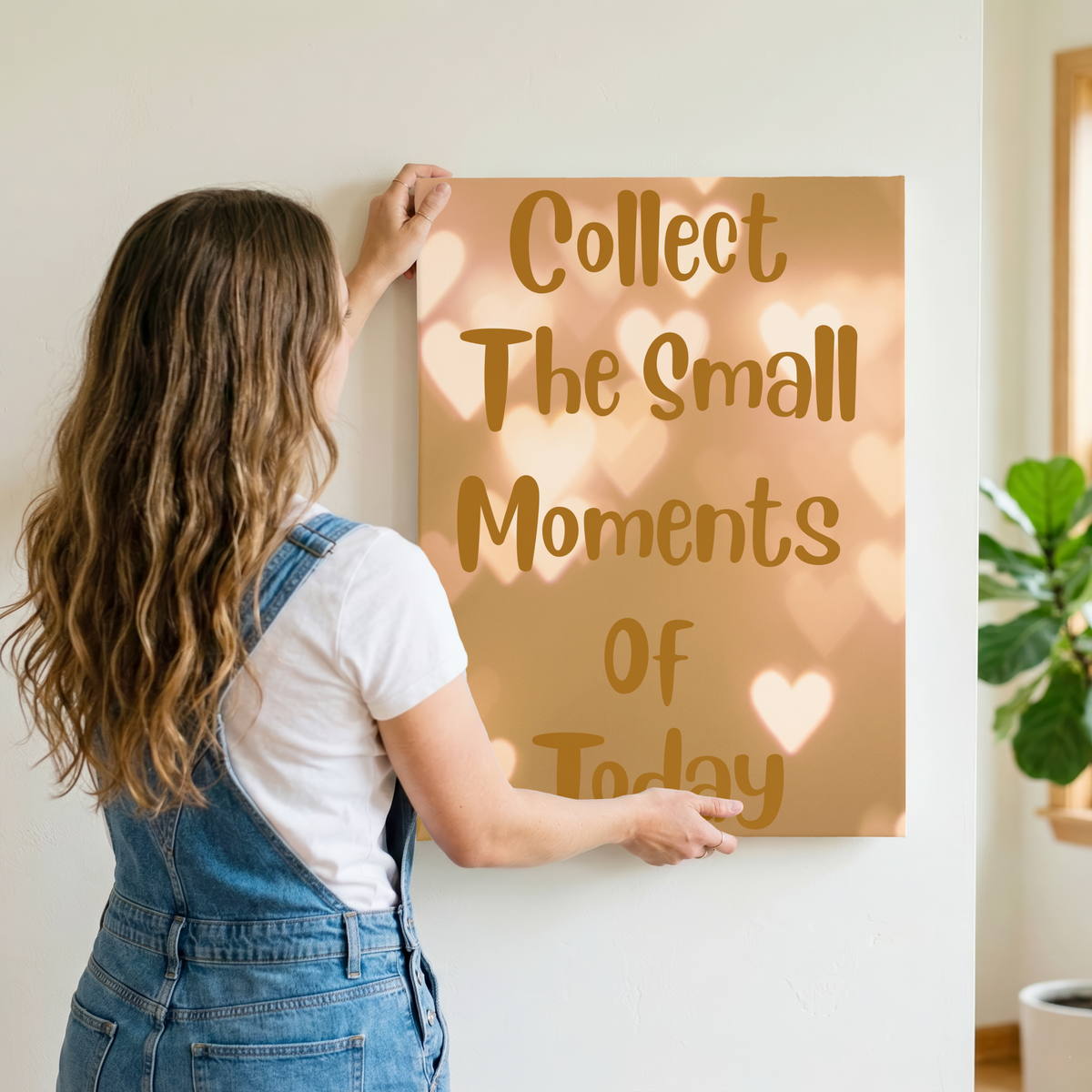 Motivational Canvas Wall Art – "Collect the Small Moments of Today" Cozy Bedroom Quote Print