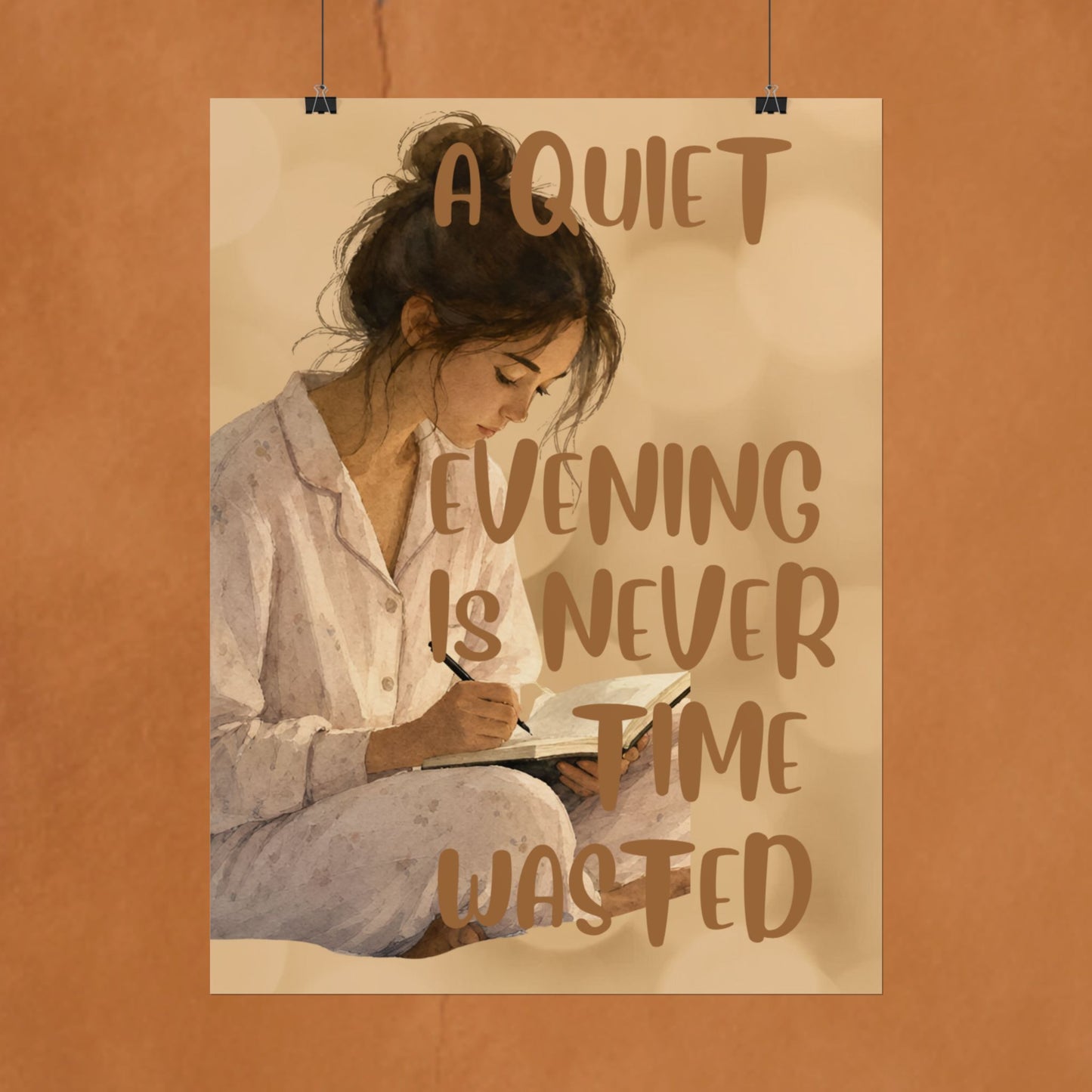Rolled Poster – “A Quiet Evening Is Never Time Wasted” Cozy Reading Wall Art