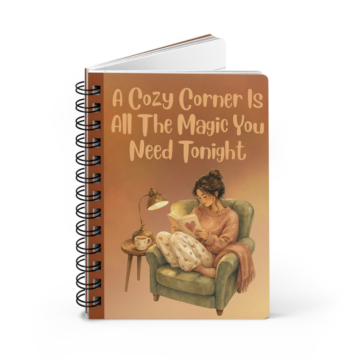 Evening Ritual Spiral Journal – "A Cozy Corner Is All The Magic You Need Tonight" Notebook Gift