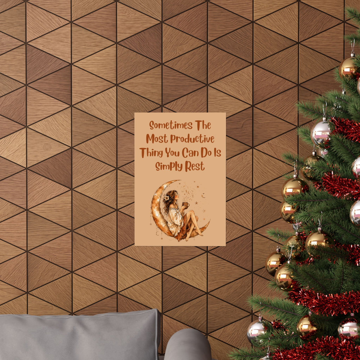Matte Poster - "Sometimes The Most Productive Thing You Can Do Is Simply Rest" Boho Moon Wall Art