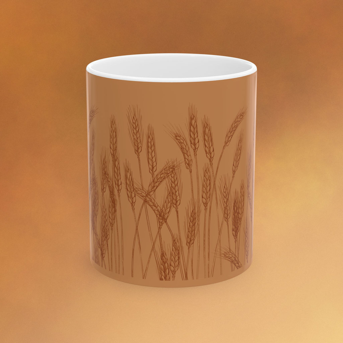 Harvest Wheat Ceramic Mug — Rustic Autumn Tea or Coffee Cup (11oz, 15oz)