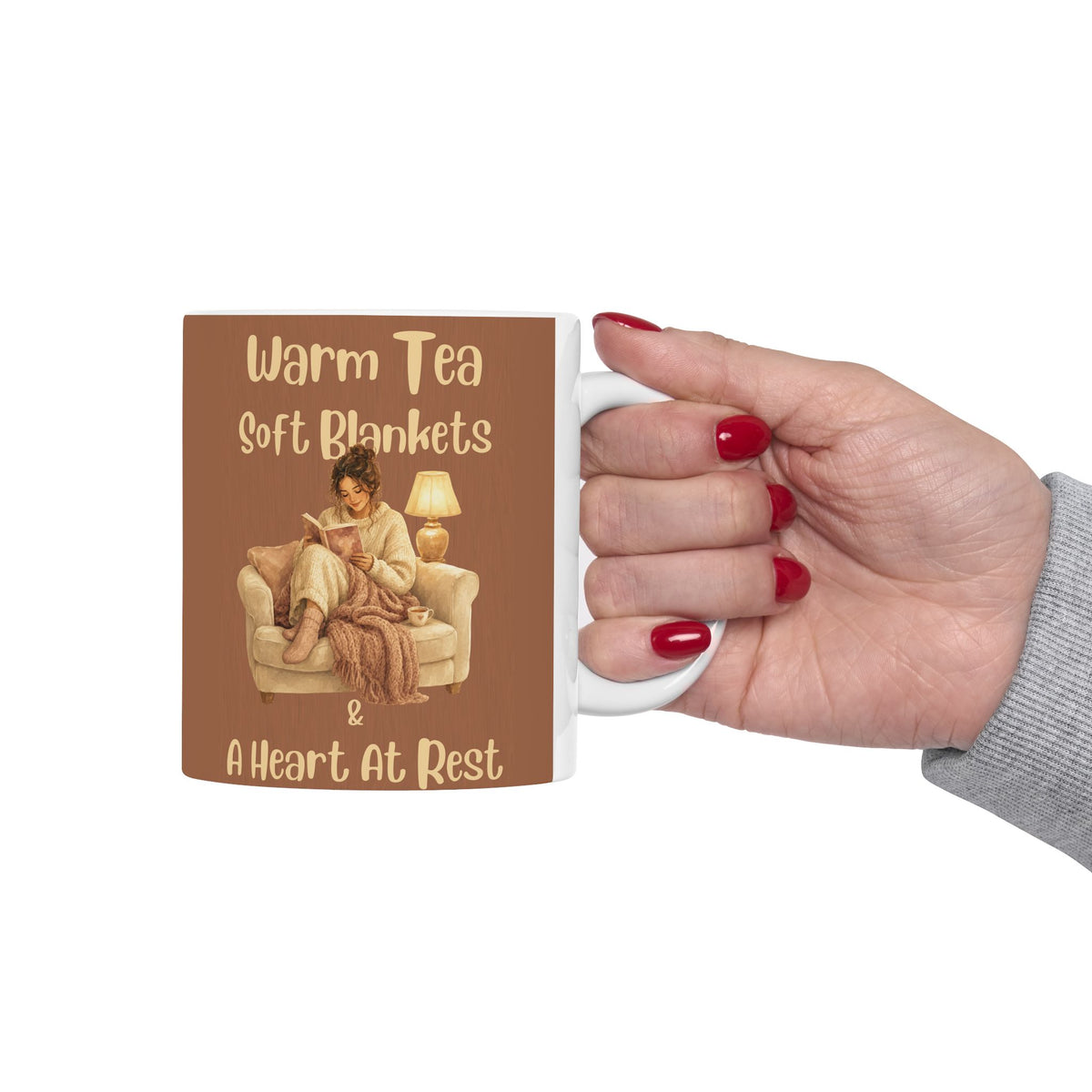 Cozy Ceramic Mug — 'Warm Tea, Soft Blankets, A Heavy Heart' Comfort Tea Or Coffee Cup (11oz/15oz)