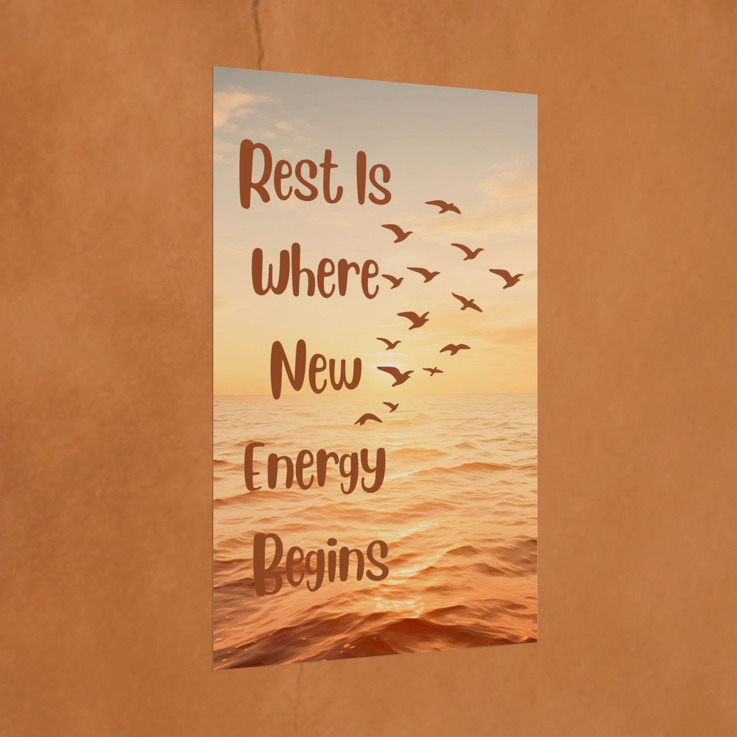 Rest Is Where New Energy Begins — Inspirational Ocean Poster