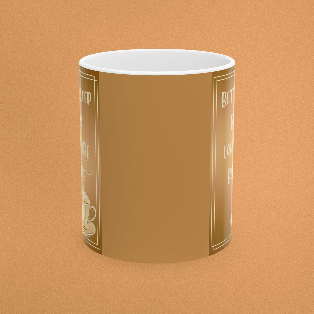 Sleep Quote Ceramic Mug – "Better Sleep Begins Long Before Bedtime" Beige Coffee or Tea Cup (11oz/15oz)
