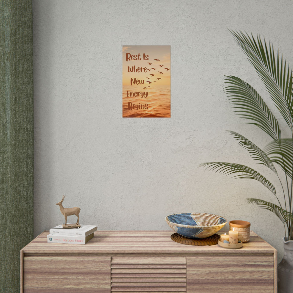 Rest Is Where New Energy Begins — Inspirational Ocean Poster
