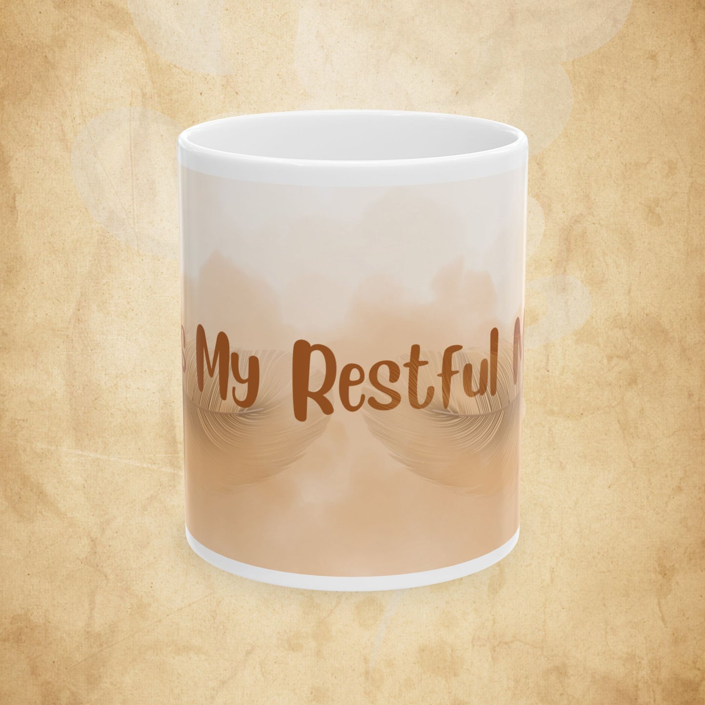 Restful Mom Ceramic Mug — 'My Restful Moment' Neutral Beige Tea or Coffee Cup (11oz & 15oz)