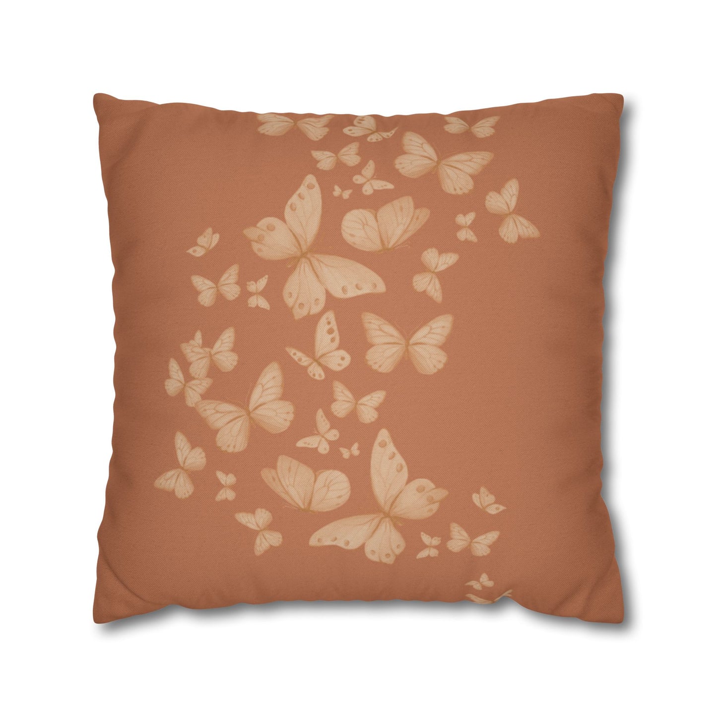 Butterfly Scatter Decorative Pillowcase — Rust Orange Square Throw Pillow Cover