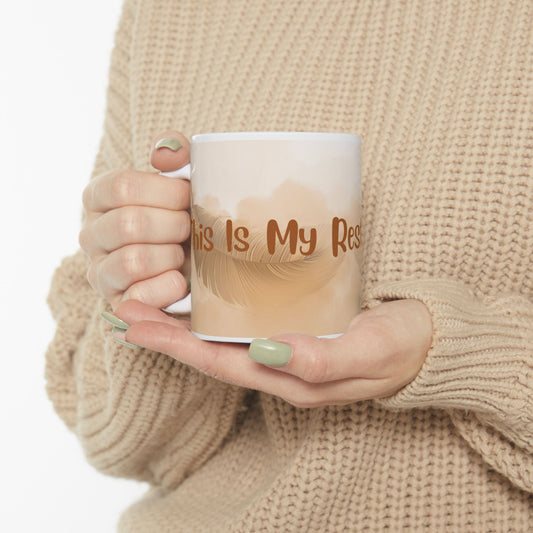 Restful Mom Ceramic Mug — 'My Restful Moment' Neutral Beige Tea or Coffee Cup (11oz & 15oz)