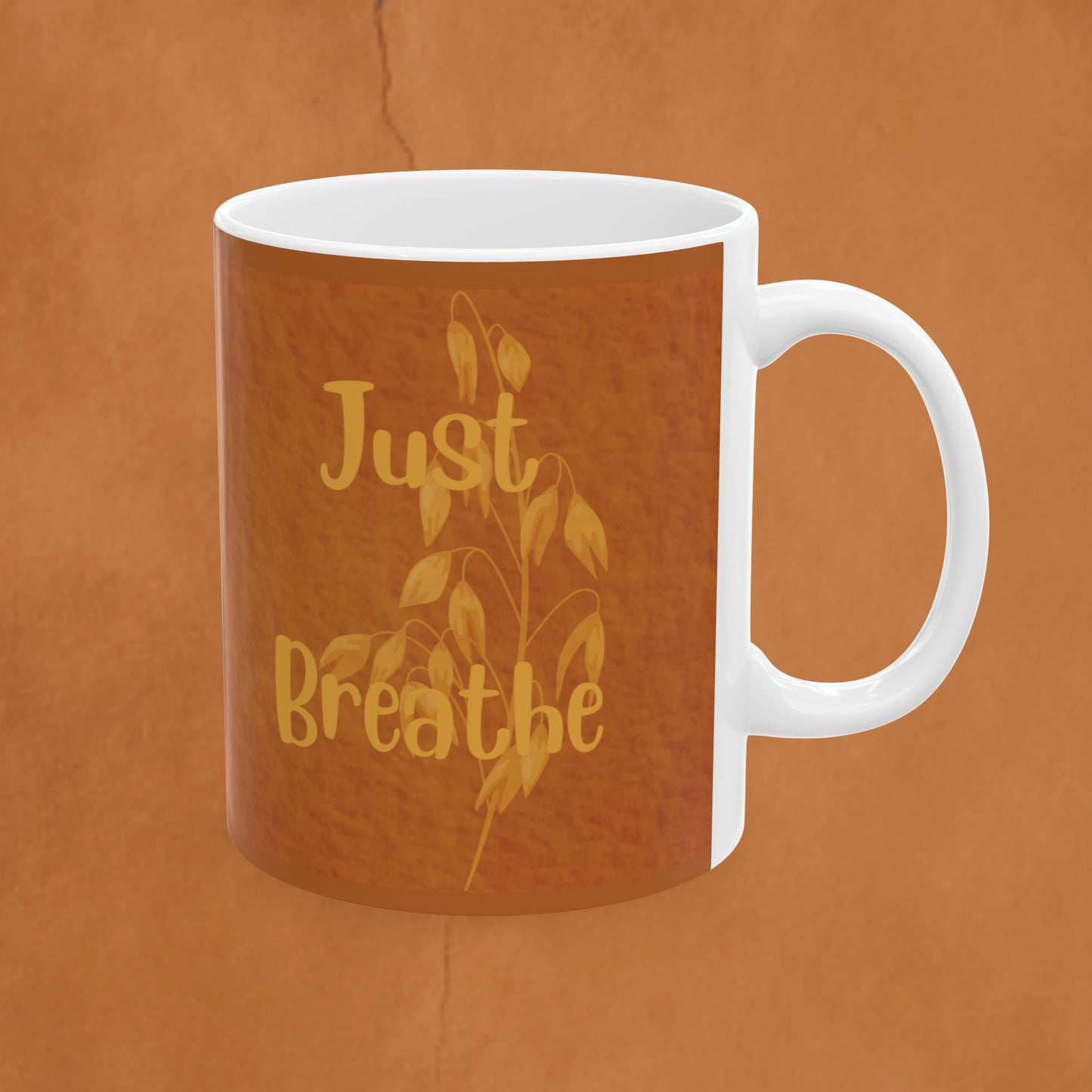 Autumn Brown Ceramic Mug – Restful Moments , Inspirational Coffee or Tea Cup (11oz/15oz)