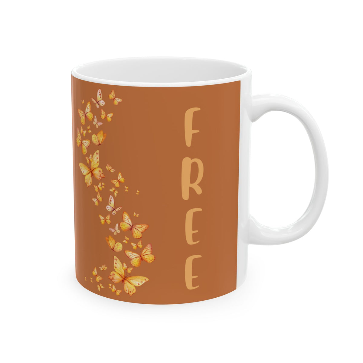 Inspirational Butterfly Ceramic Quote Mug  With Text Free—  11oz/15oz Coffee Cup