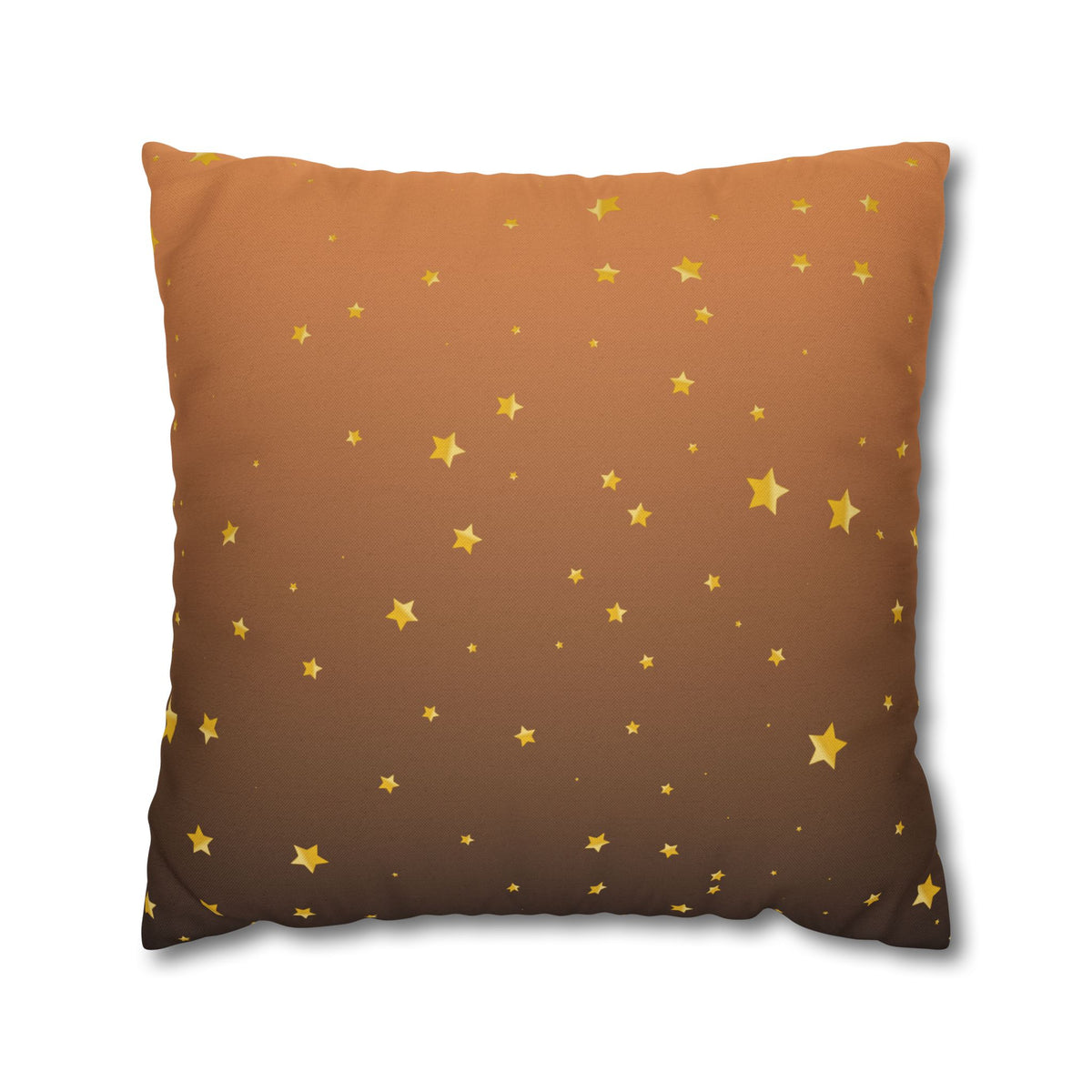 Golden Starry Night Pillow Cover — Brown Gradient Square Throw Pillowcase