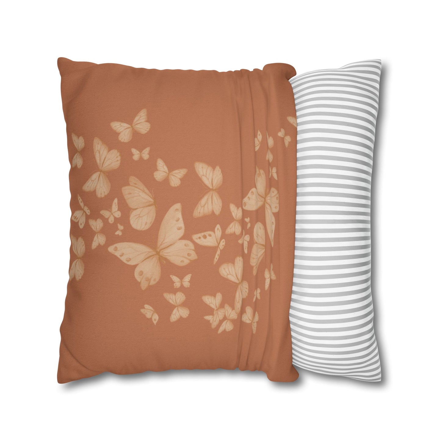 Butterfly Scatter Decorative Pillowcase — Rust Orange Square Throw Pillow Cover
