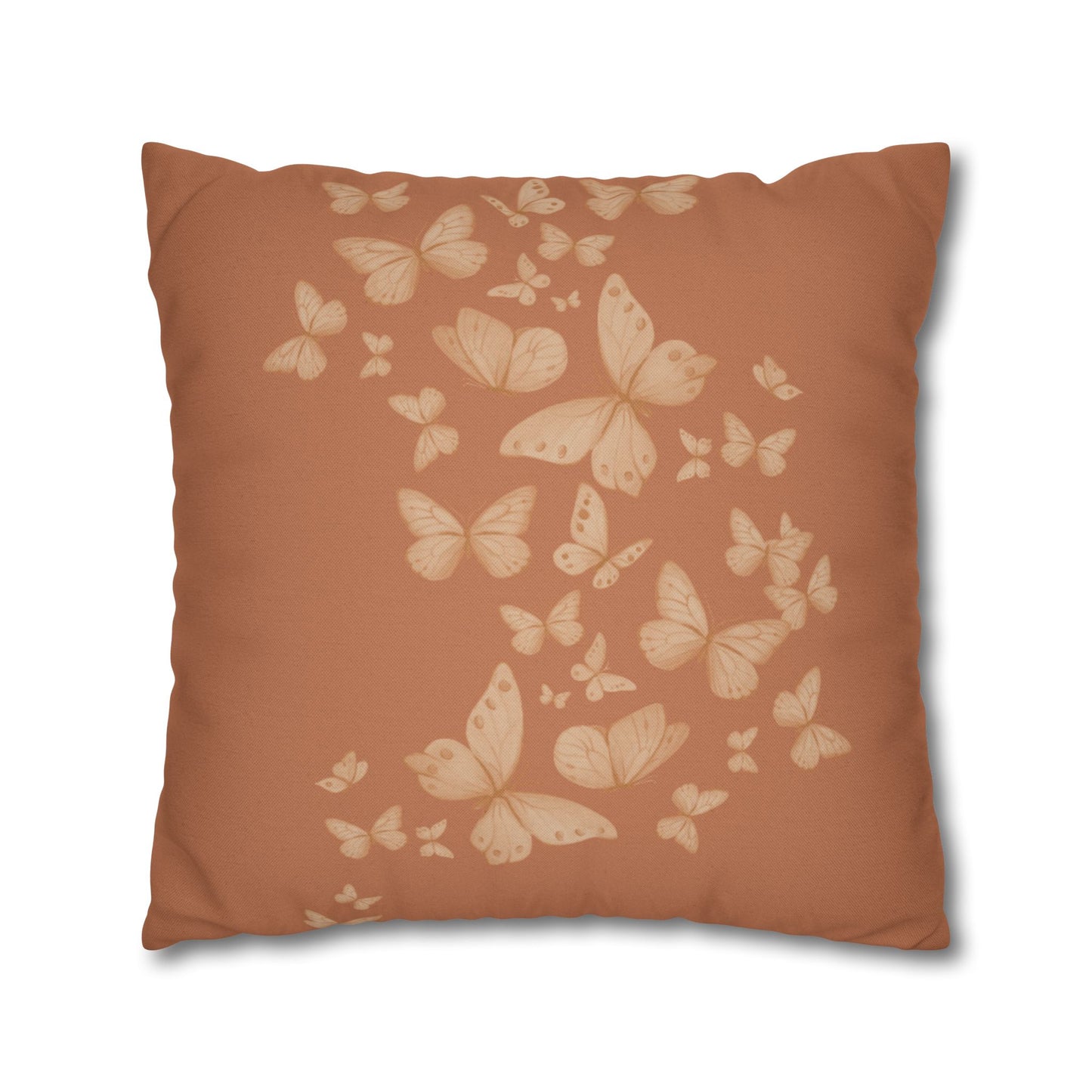 Butterfly Scatter Decorative Pillowcase — Rust Orange Square Throw Pillow Cover