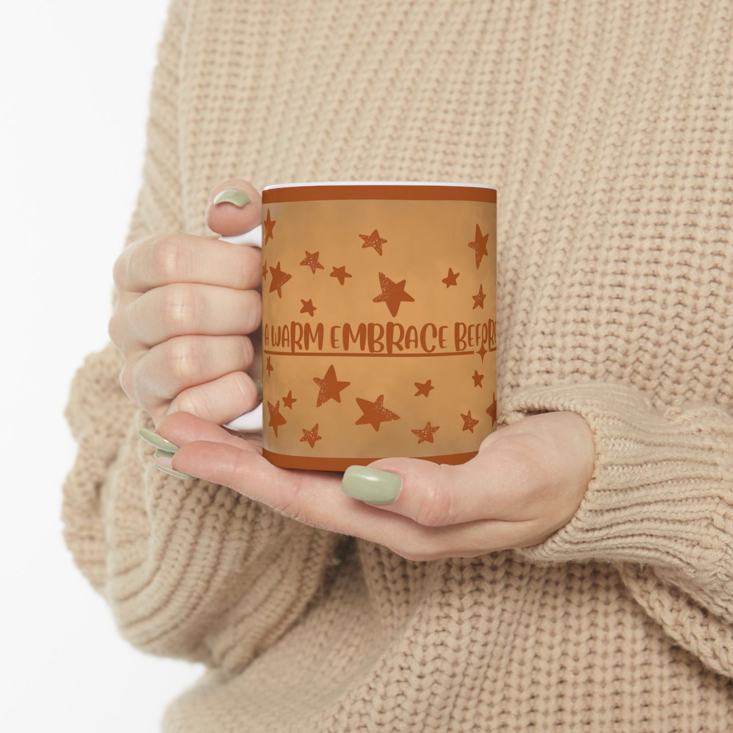Inspirational Ceramic Mug — "A Warm Embrace Before a Peaceful Night"  Starry Coffee or Tea Cup (11oz/15oz)