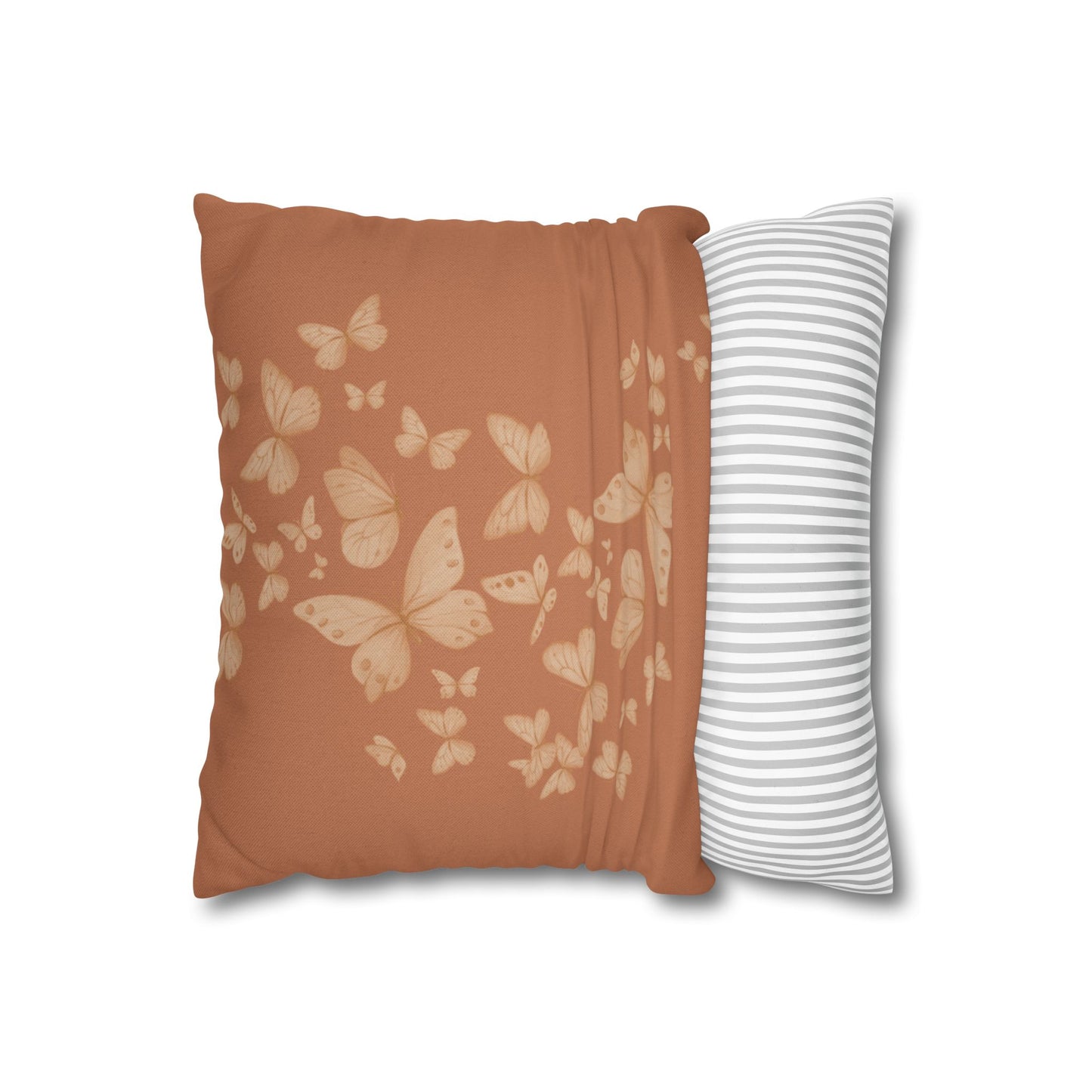 Butterfly Scatter Decorative Pillowcase — Rust Orange Square Throw Pillow Cover