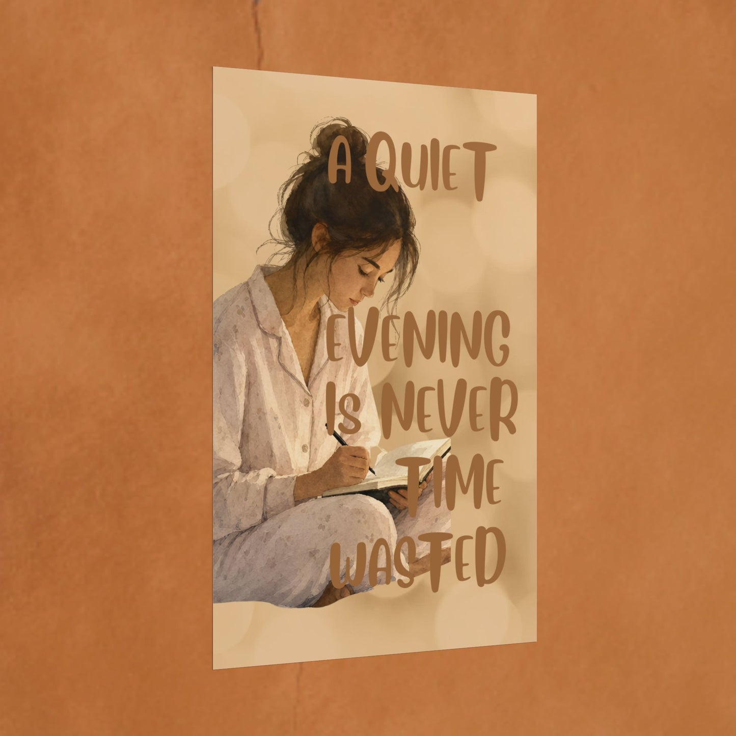 Rolled Poster – “A Quiet Evening Is Never Time Wasted” Cozy Reading Wall Art